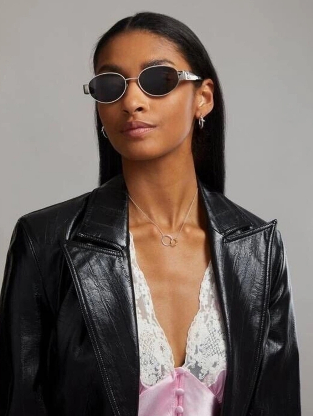 Brand NEW!! Celine CL40235U 16A Triomphe Metal Sunglasses Silver Frame Grey Lens - Picture 15 of 16